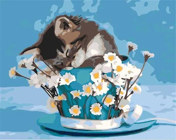 A Flower Bucket and Cat