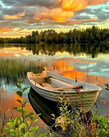 A Row In A Lake At Sunset
