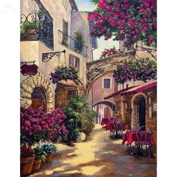 A Street With A Restaurant