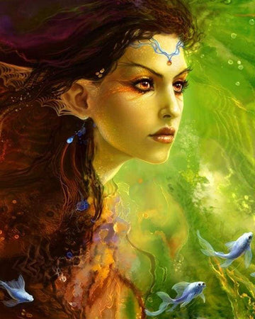 Beauty Woman and Fishes
