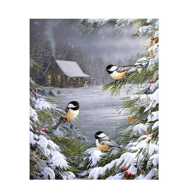 Birds In The Snow On A Tree