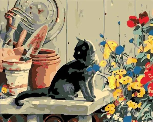 Black Cat and Flower