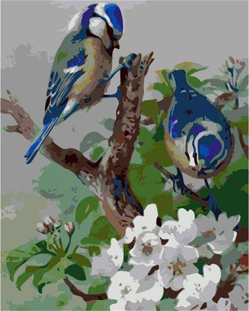 Blue Bird and White Flower