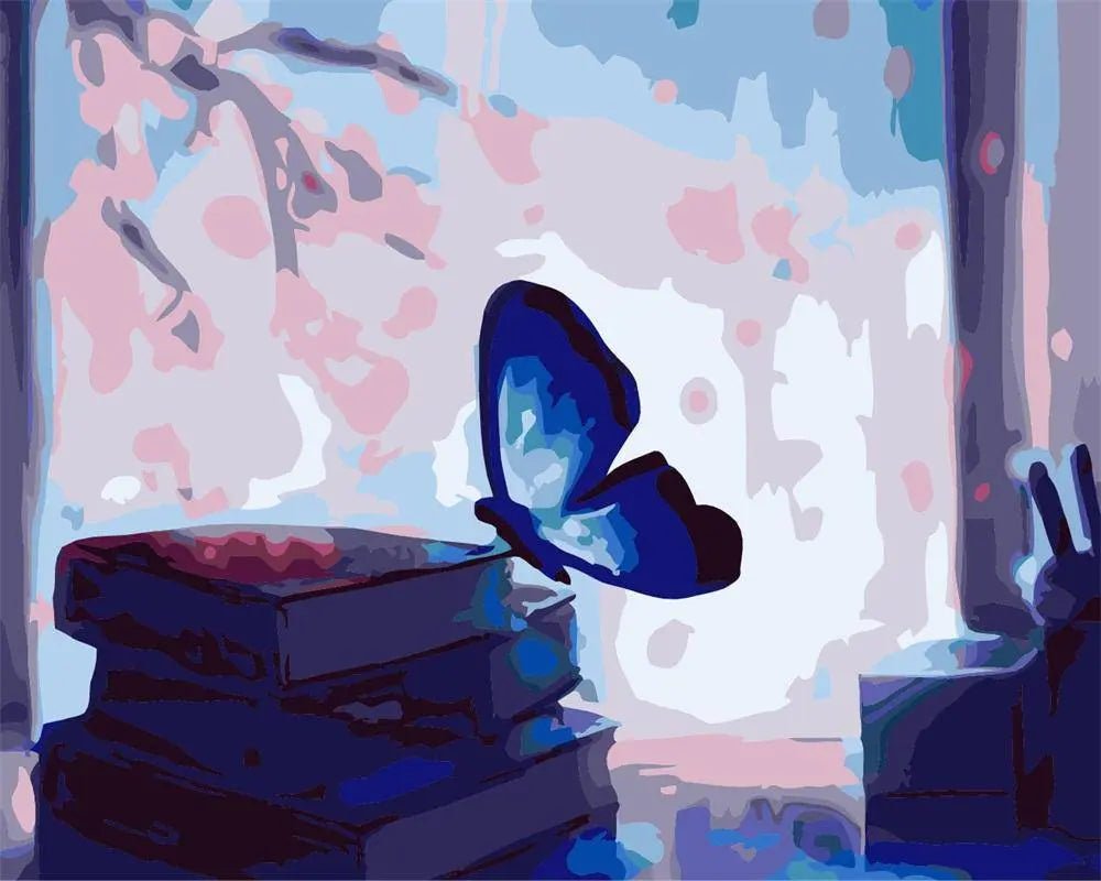 Blue Butterfly and Books