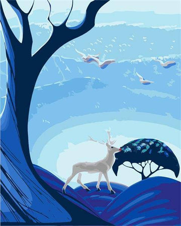 Blue Tree and Deer