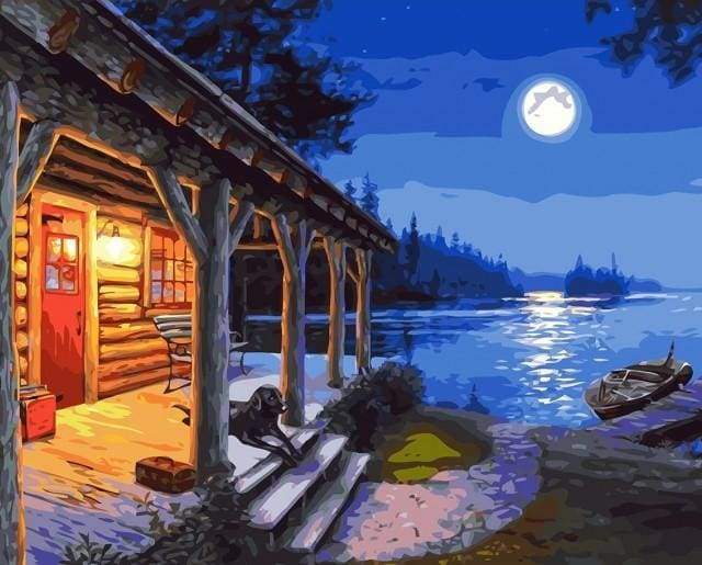 Cabin and Moonlight View