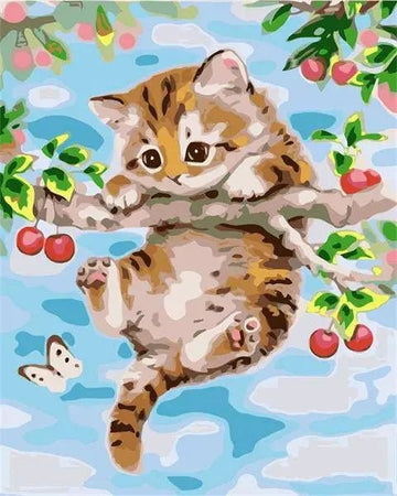 Cute Cat Lying on a Tree