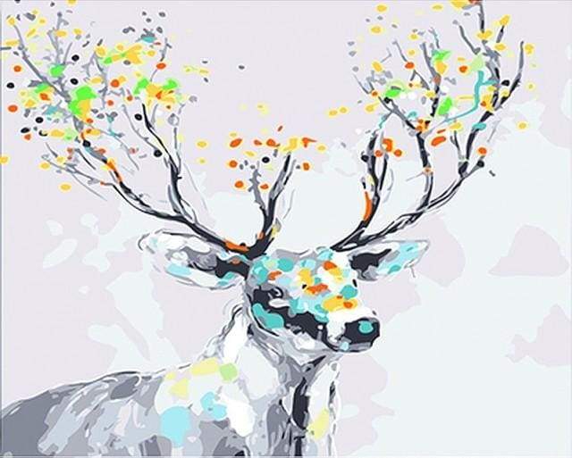 Deer with colored wood