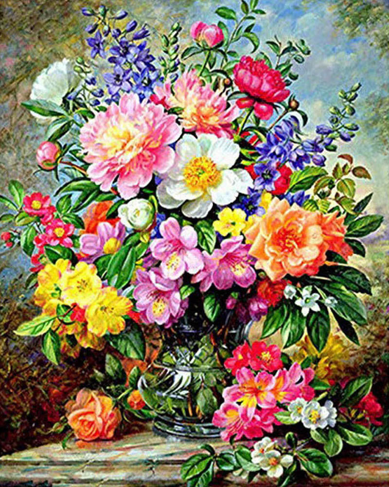 A bouquet of multi-color flowers