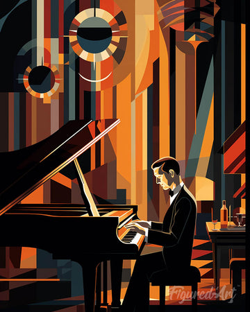 Art Deco Man playing Piano