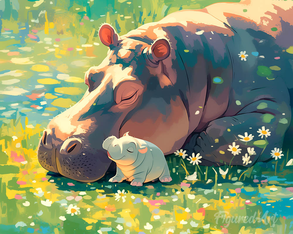 Baby Hippo and Mom