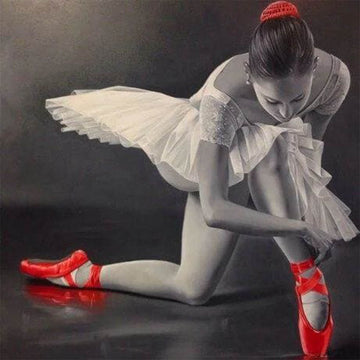 Ballerina and Red Pointe Shoes