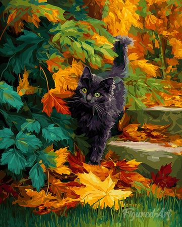 Black Cat in Fall