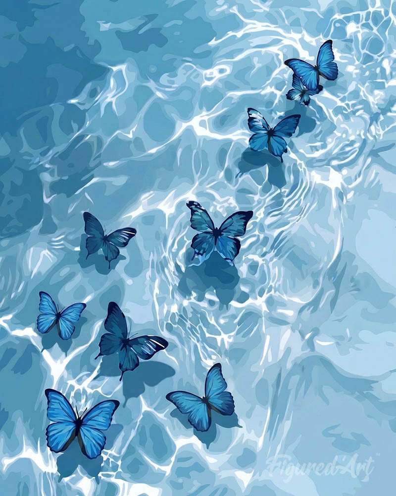 Blue Butterflies on Water