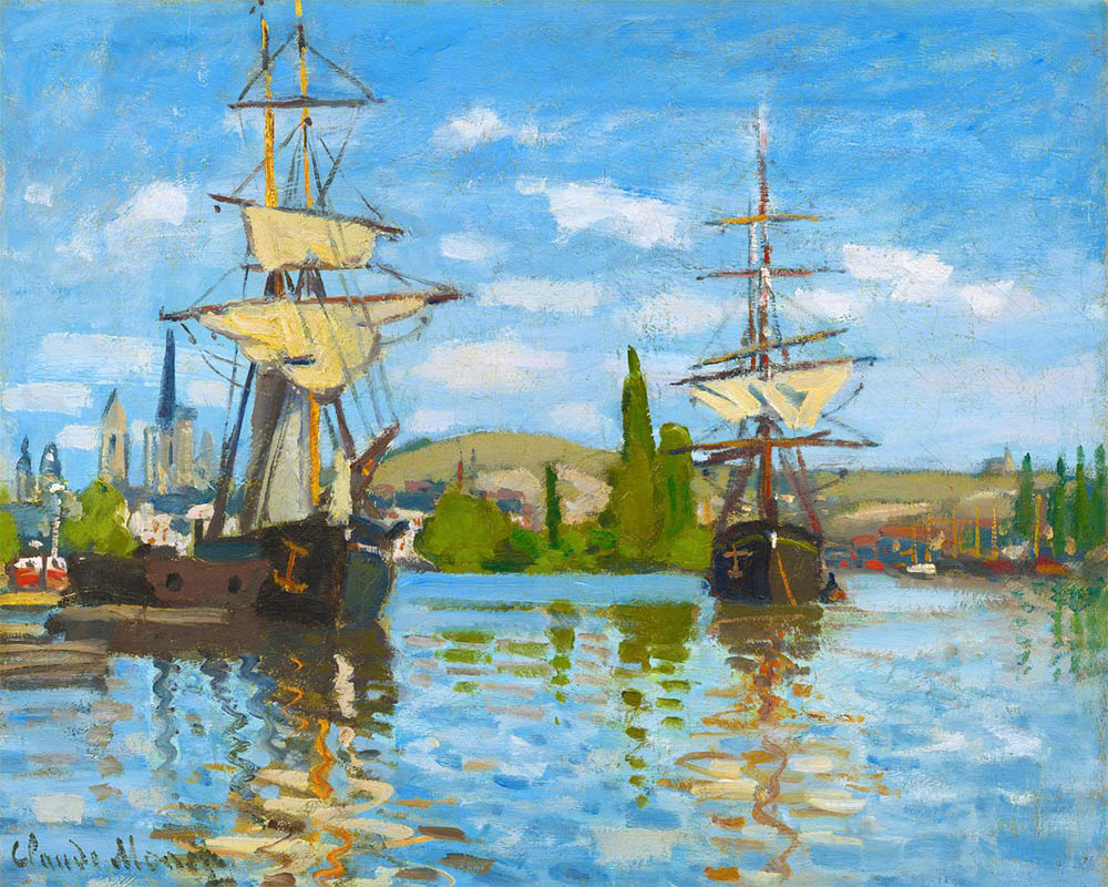 Boats sailing on the Seine in Rouen - Monet