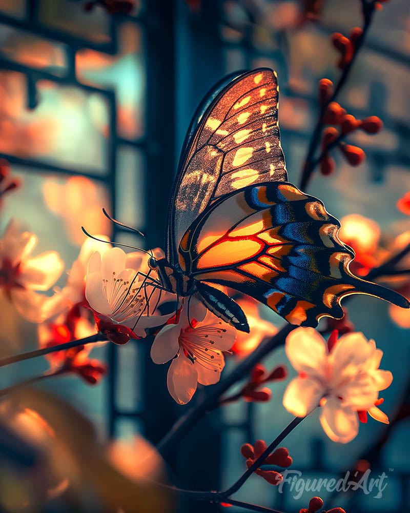 Butterfly and Cherry Blossoms