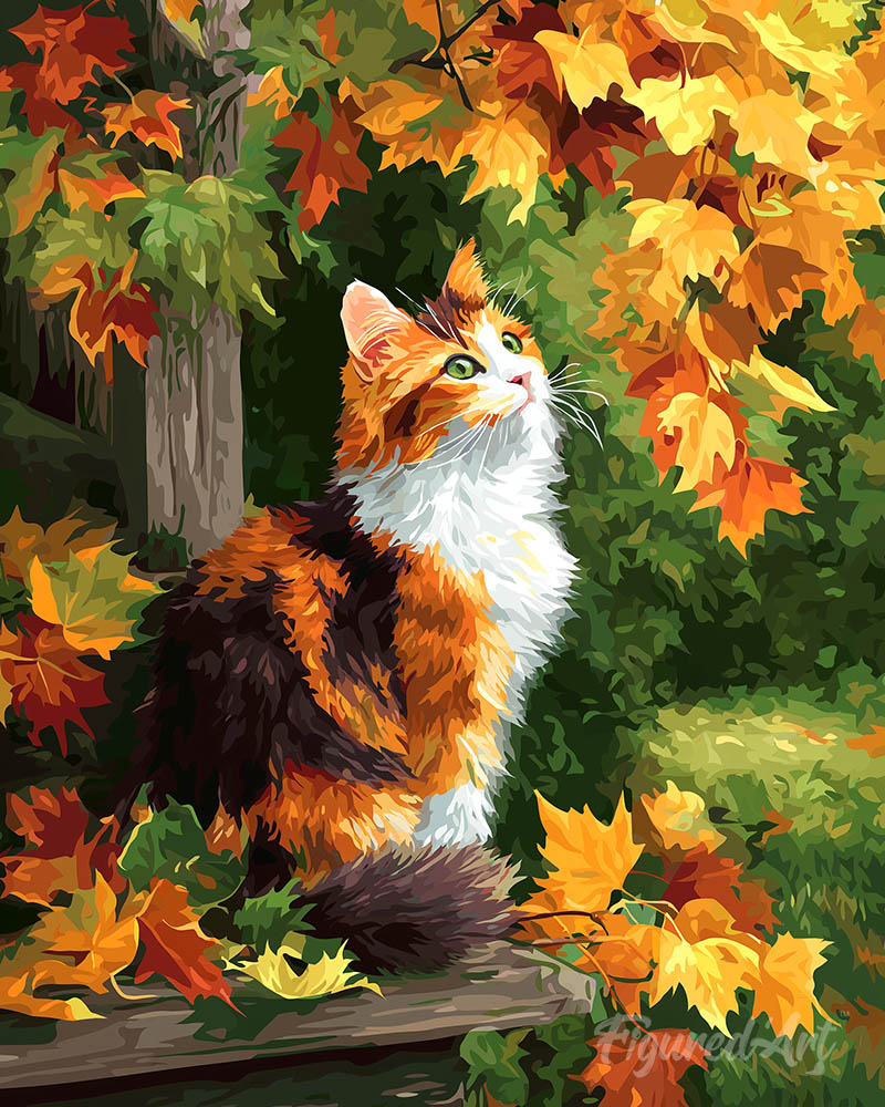 Calico Cat in Fall