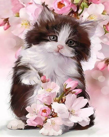 Cat and Flowers