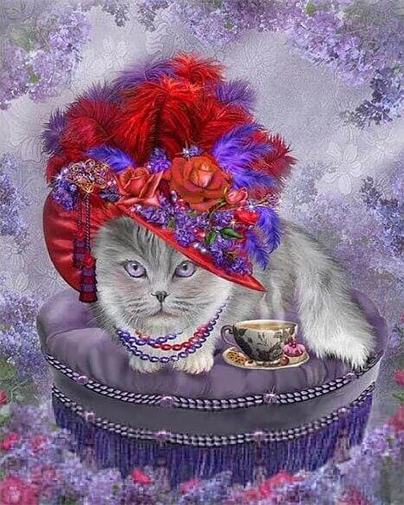 Cat with Hat and Necklace