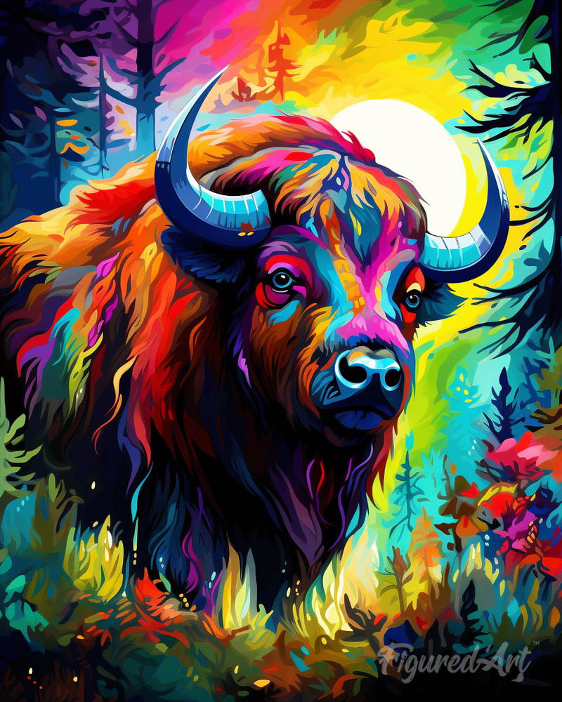 Colorful Abstract Bison