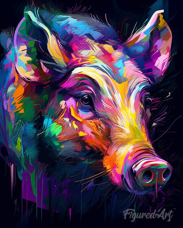 Colorful Abstract Wild boar