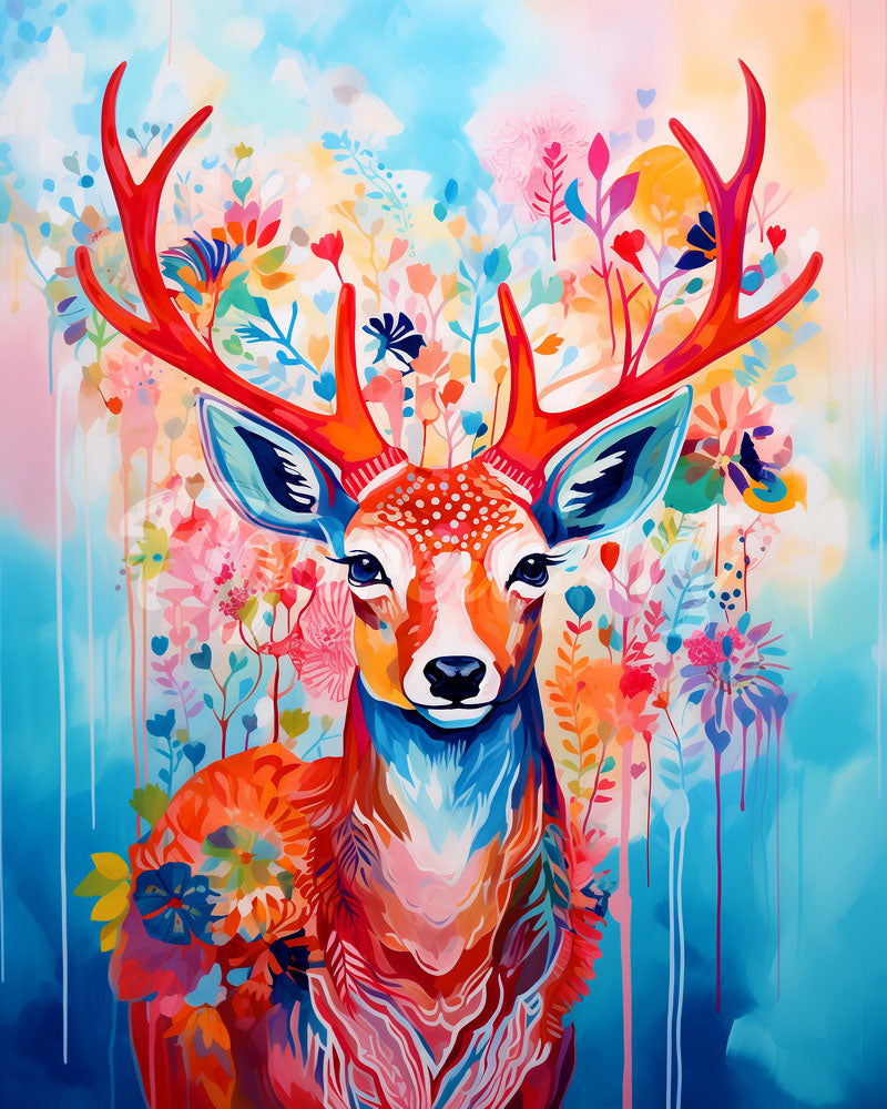Colorful Deer in Bloom