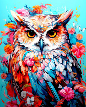 Colorful Owl in Bloom