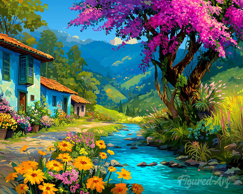 Colorful Village Stream