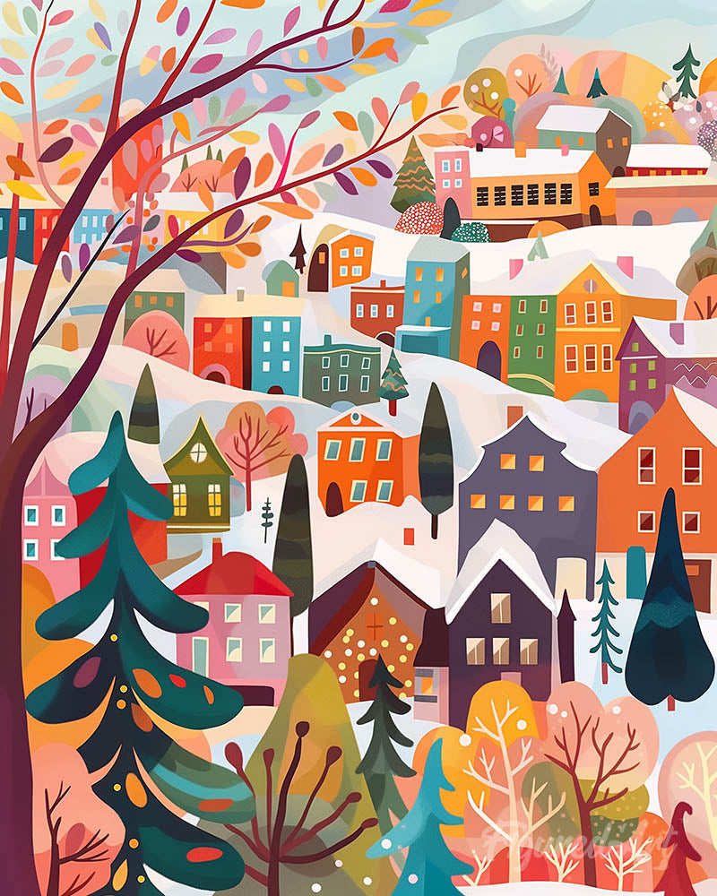 Colorful Winter Village