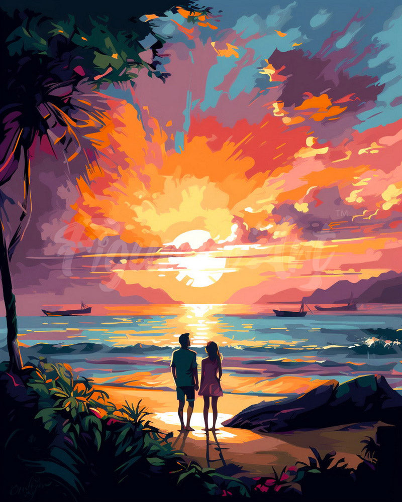 Couple and Colorful Sunset