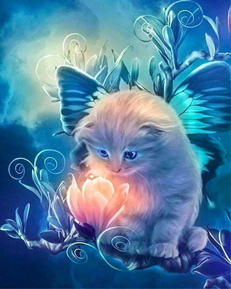 Curious little Cat and Magic Flower