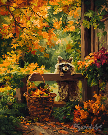 Cute Raccoon in Fall