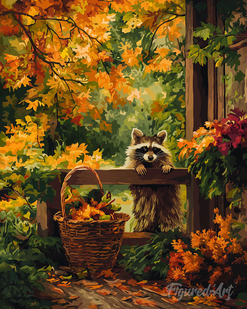 Cute Raccoon in Fall