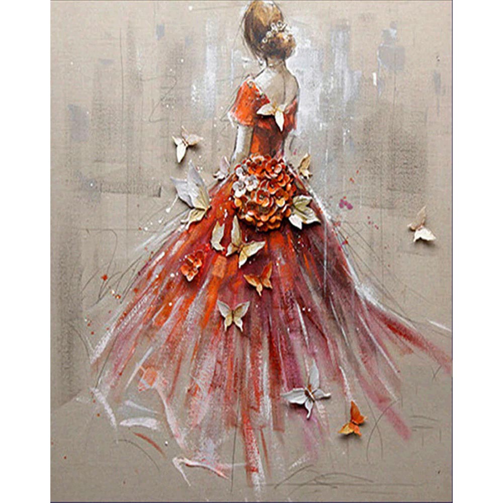 Dancer from Behind and Butterflies