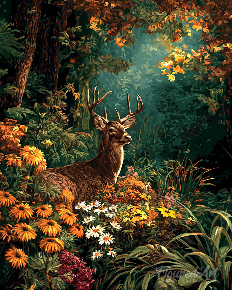 Deer Among Fall Blooms
