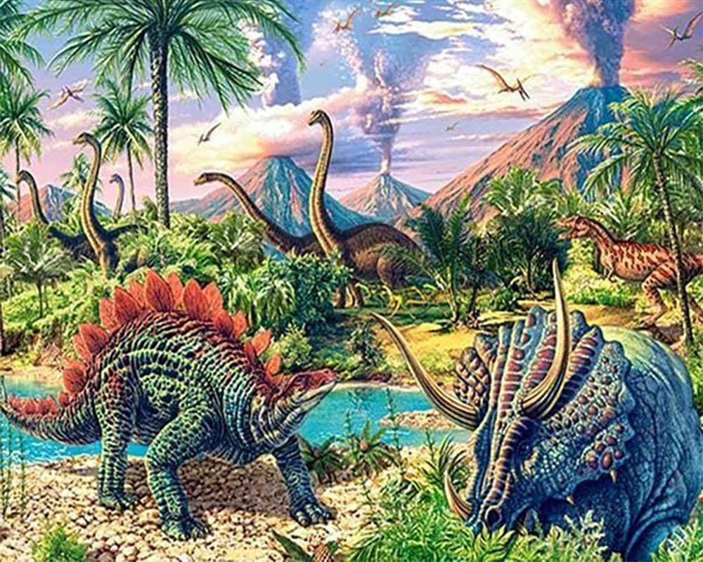 Dinosaurs and landscape