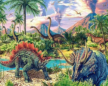 Dinosaurs and landscape