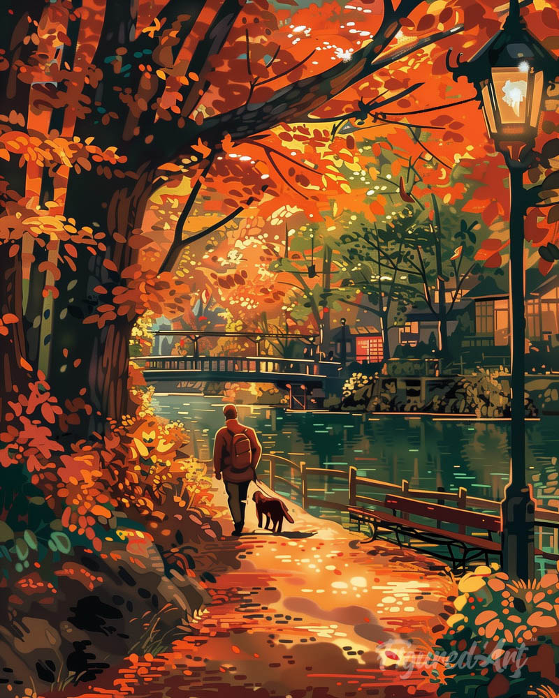 Dog Walk in Fall