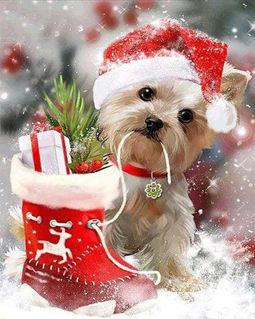 Dog with gifts