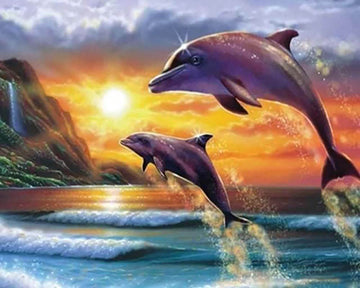 Dolphins at sunrise