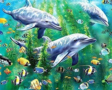 Dolphins under water