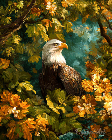 Eagle Among Golden Leaves