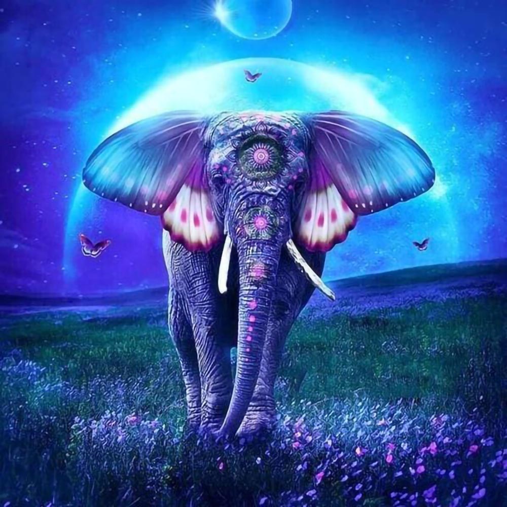Elephant and Full Moon