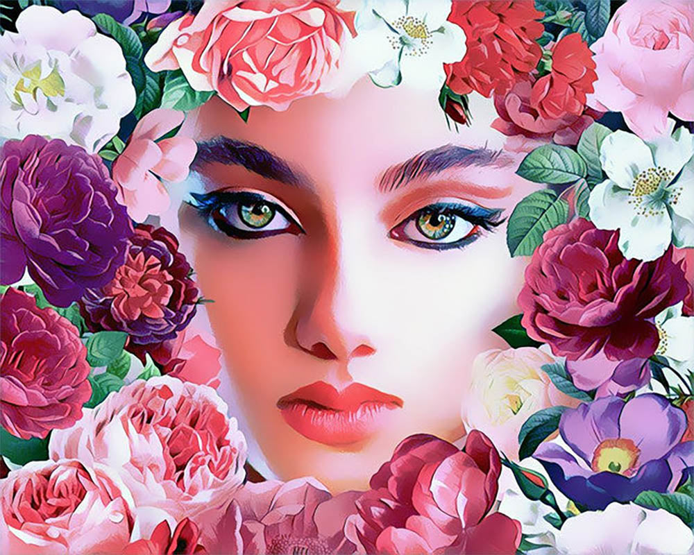 Face and flowers 2