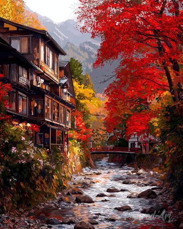 Fall Village in Nikko Japan