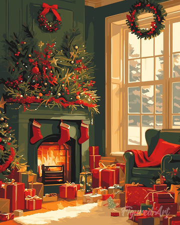 Festive Fireplace Scene