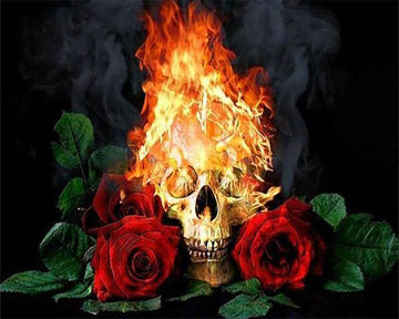 Fire Skull and Roses