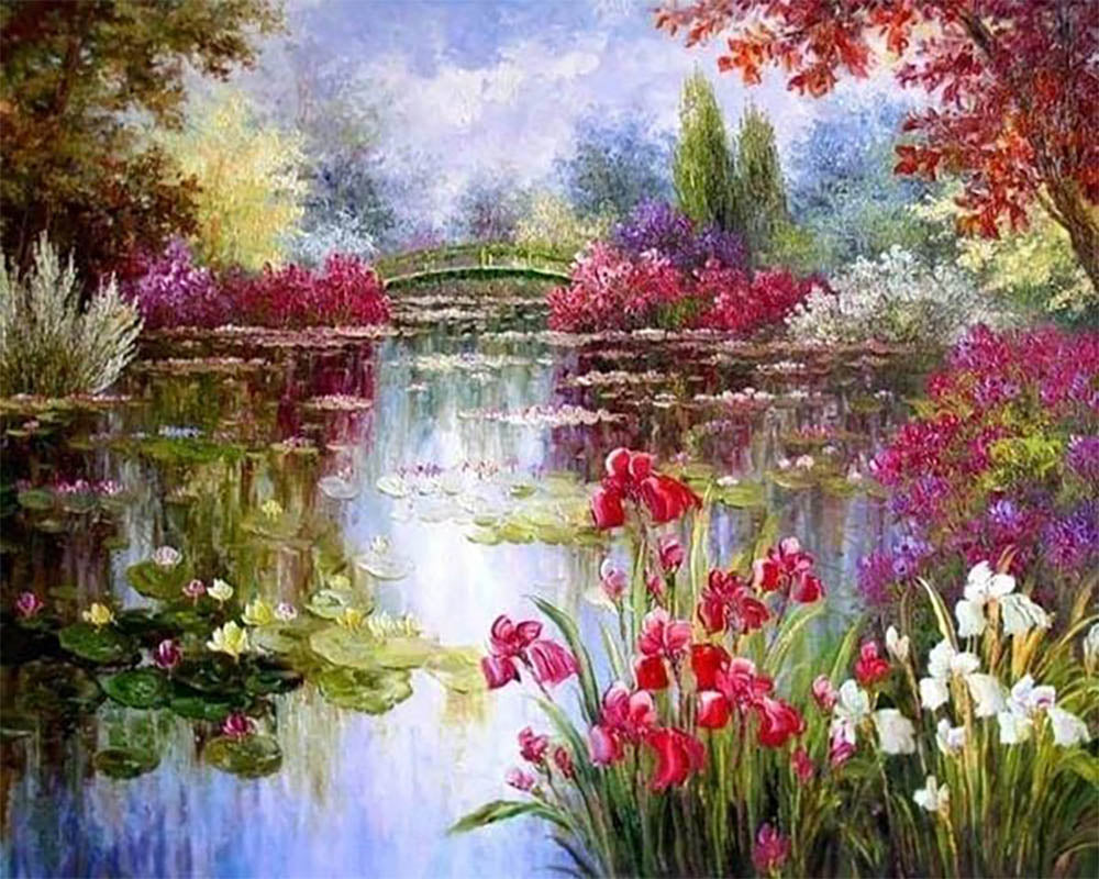 Flowers and Lake