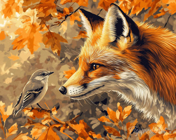 Fox and Bird in Fall