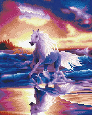 Galoping horse by the sea